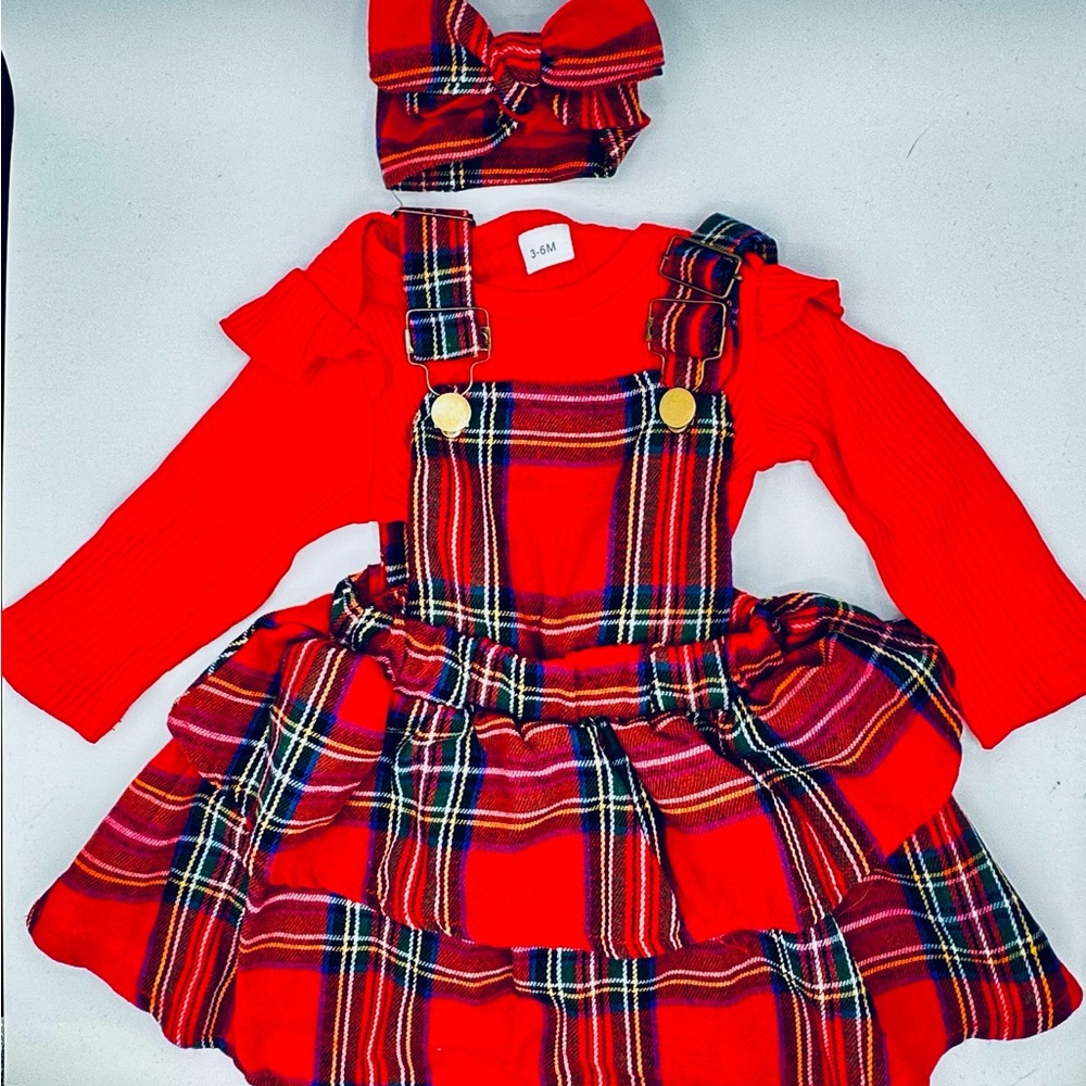 Plaid Red Kids Costume Set